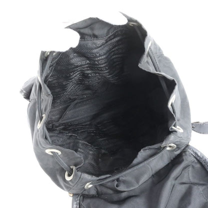 Prada Triangle Logo Tessuto Nylon Leather Backpack Sac Backpack Black Women EEE