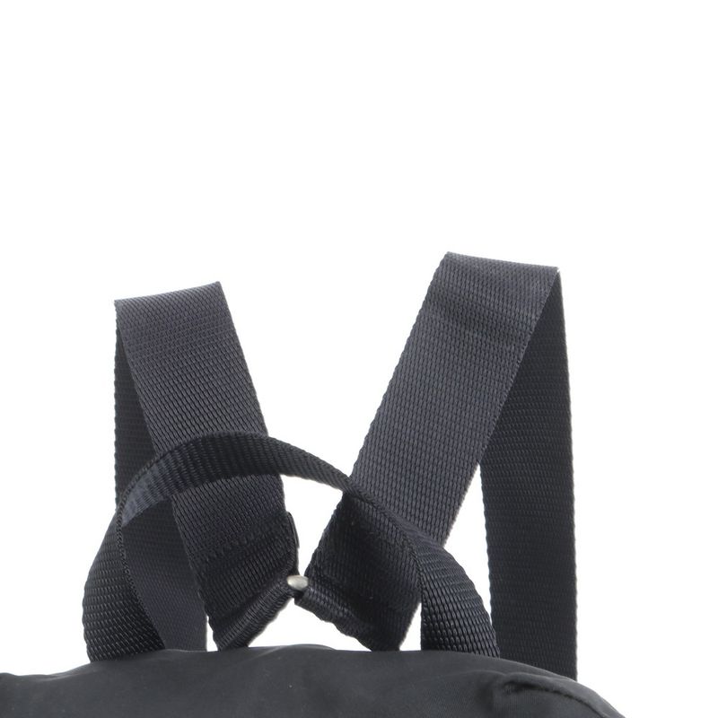 Prada Tessuto Nylon Triangle Logo Leather Backpack Sac Backpack Black Women EEE