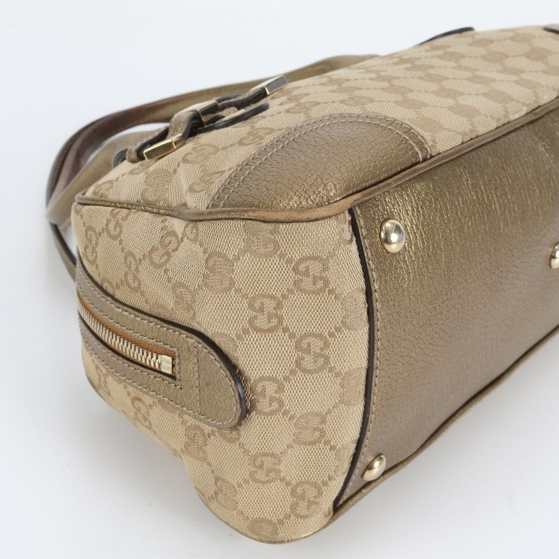 Gucci GG Canvas Princi Mini Boston Leather Tote Bag Shoulder Hand 161720