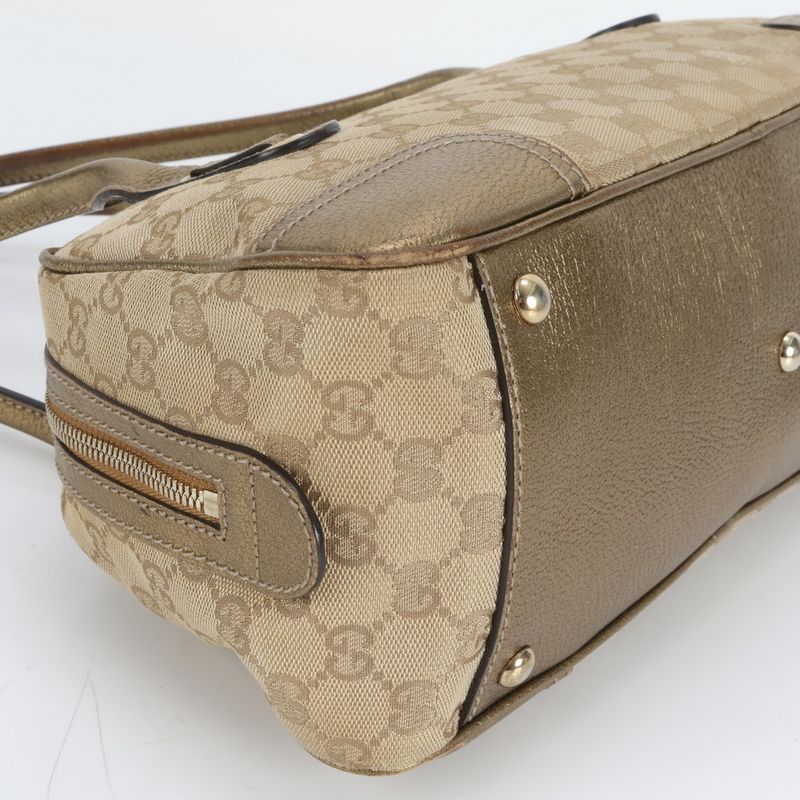 Gucci GG Canvas Princi Mini Boston Leather Tote Bag Shoulder Hand 161720