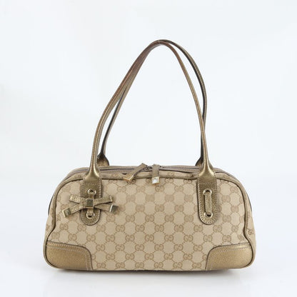 Gucci GG Canvas Princi Mini Boston Leather Tote Bag Shoulder Hand 161720
