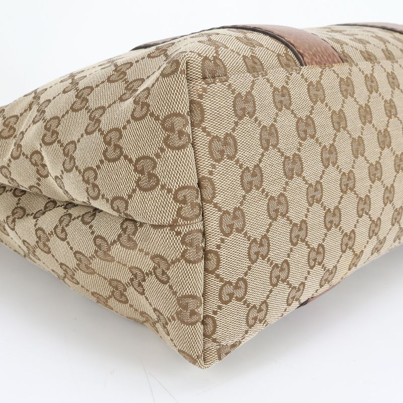 Gucci GG Canvas Bamboo Bar Leather Tote Bag Shoulder Brown A4 232947 Women's