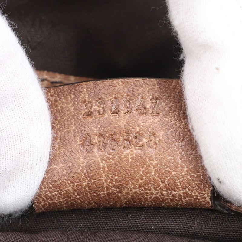 Gucci GG Canvas Bamboo Bar Leather Tote Bag Shoulder Brown A4 232947 Women's