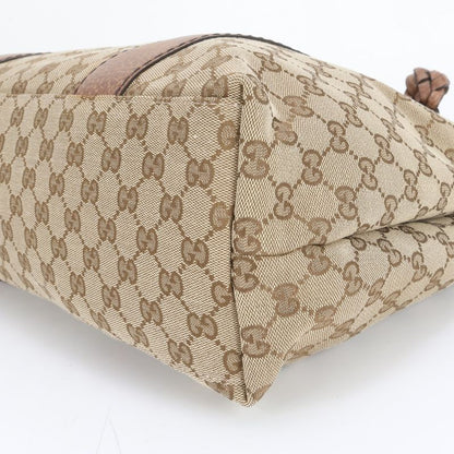 Gucci GG Canvas Bamboo Bar Leather Tote Bag Shoulder Brown A4 232947 Women's