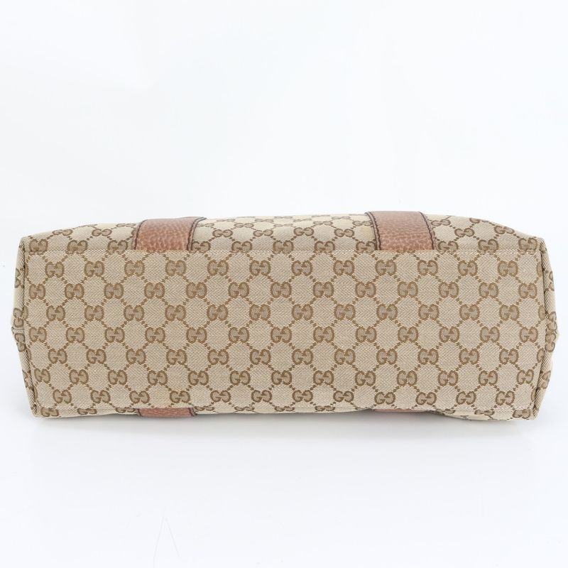 Gucci GG Canvas Bamboo Bar Leather Tote Bag Shoulder Brown A4 232947 Women's