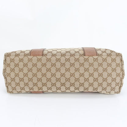 Gucci GG Canvas Bamboo Bar Leather Tote Bag Shoulder Brown A4 232947 Women's