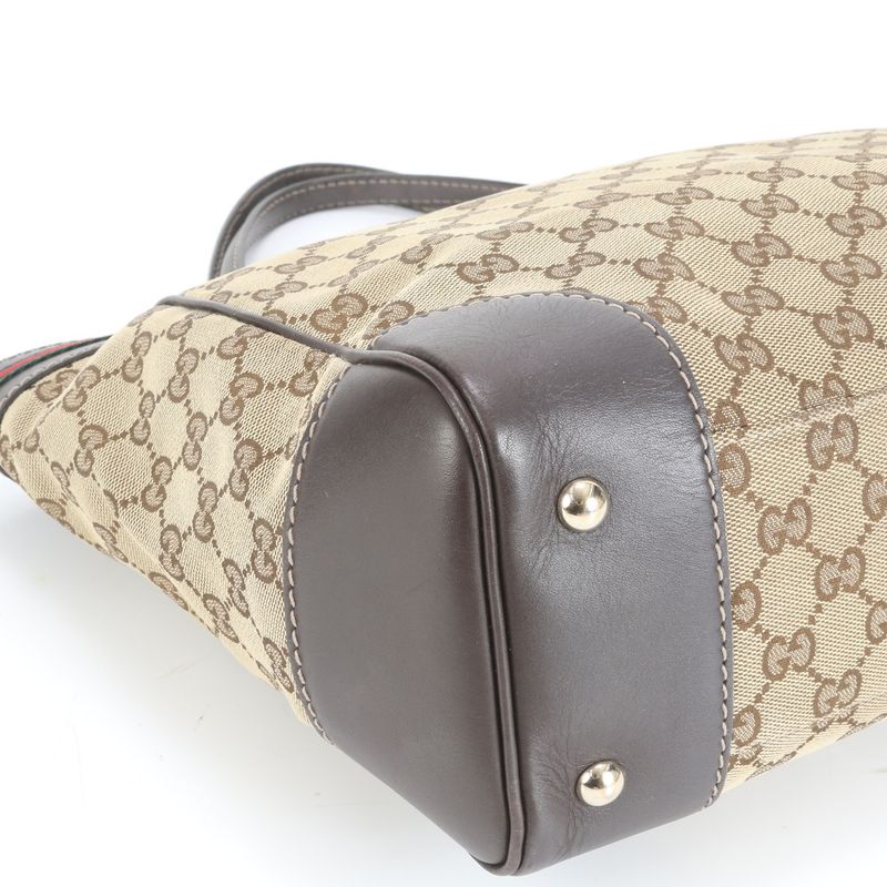 Gucci GG Canvas Sherry Line Mayfair Leather Tote Bag Shoulder A4 257061 Ladies