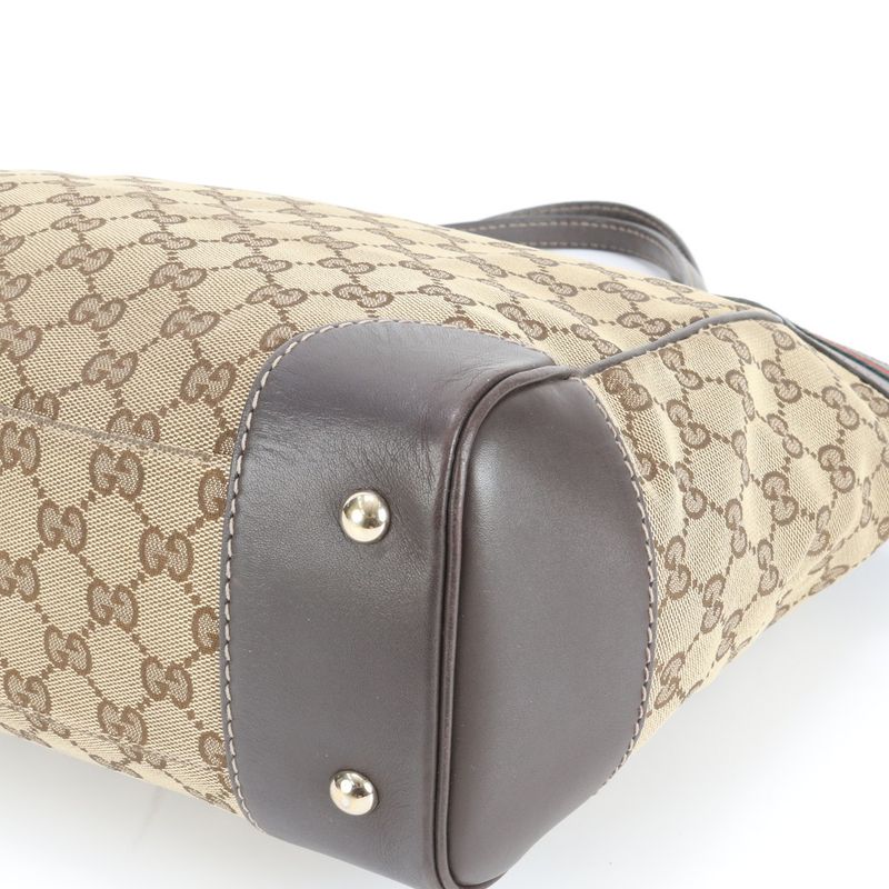 Gucci GG Canvas Sherry Line Mayfair Leather Tote Bag Shoulder A4 257061 Ladies