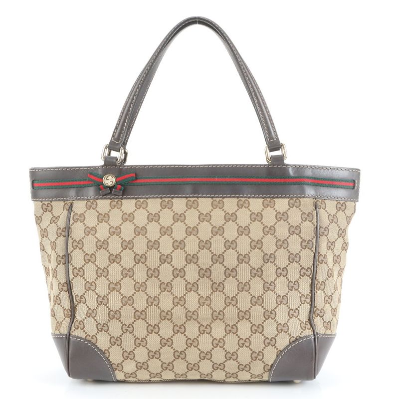 Gucci GG Canvas Sherry Line Mayfair Leather Tote Bag Shoulder A4 257061 Ladies