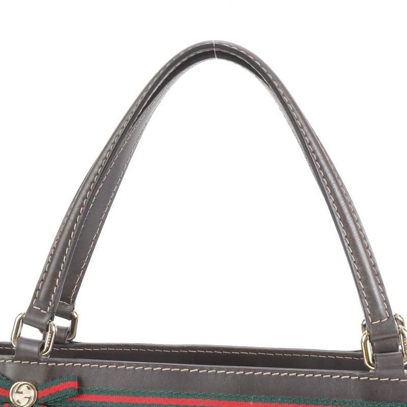 Gucci GG Canvas Sherry Line Mayfair Leather Tote Bag Shoulder A4 257061 Ladies