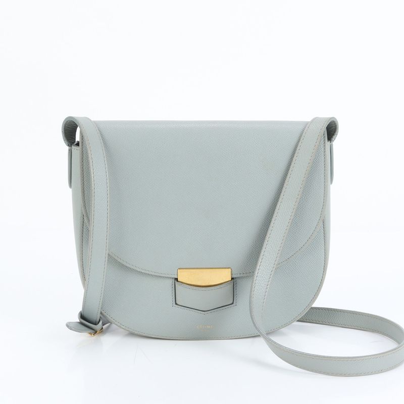 Celine Trotter Leather Shoulder Bag Crossbody Gold Hardware Hand Tote Women's