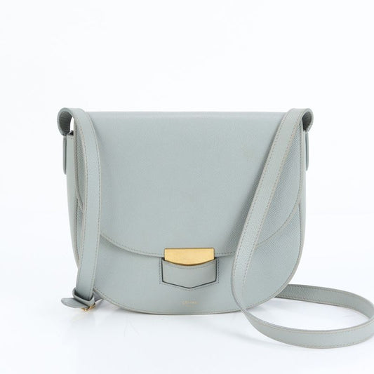 Celine Trotter Leather Shoulder Bag Crossbody Gold Hardware Hand Tote Women's