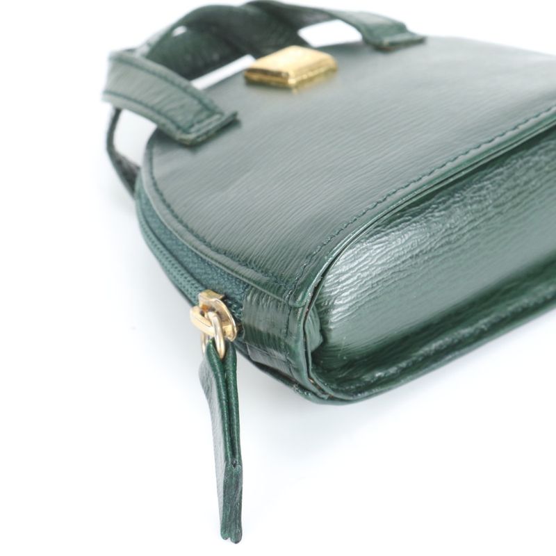 Vintage Christian Dior CD Logo Leather Mini Hand Bag Gold Hardware Tote Women's