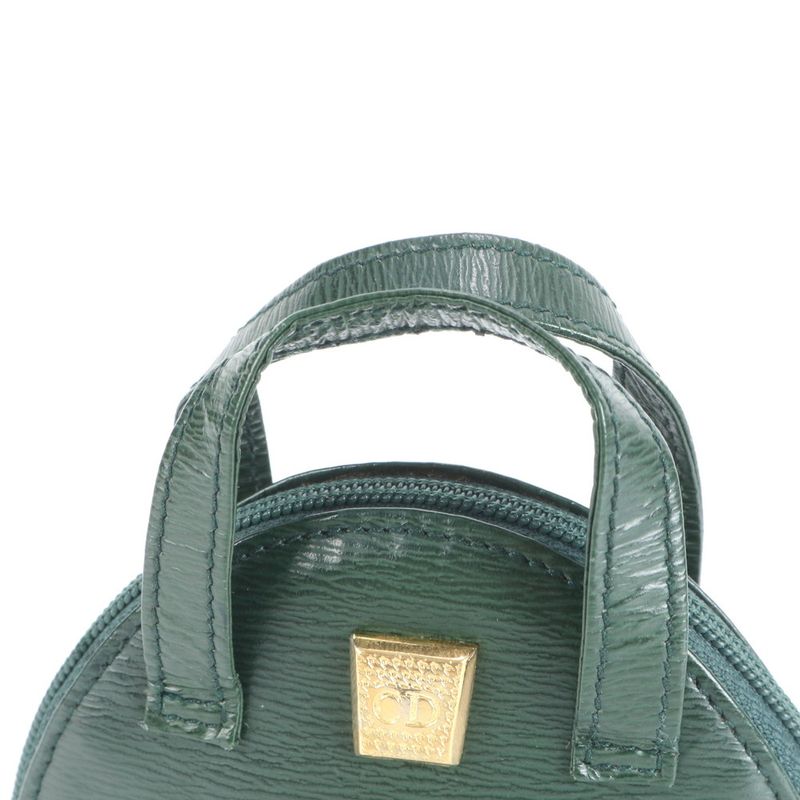 Vintage Christian Dior CD Logo Leather Mini Hand Bag Gold Hardware Tote Women's