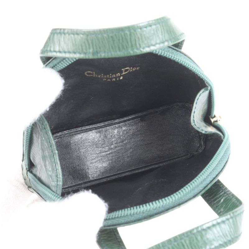 Vintage Christian Dior CD Logo Leather Mini Hand Bag Gold Hardware Tote Women's