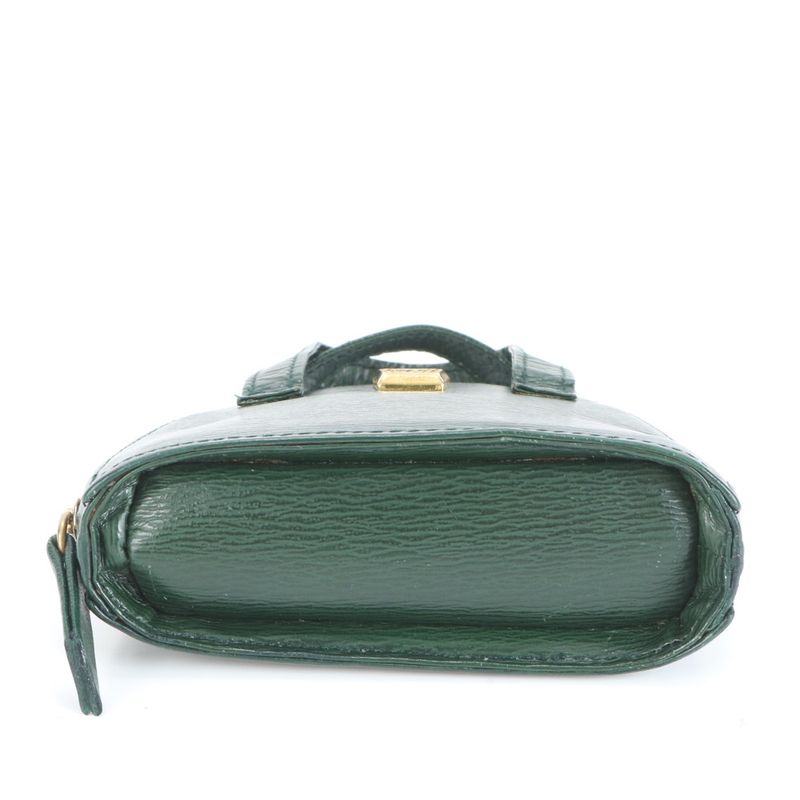 Vintage Christian Dior CD Logo Leather Mini Hand Bag Gold Hardware Tote Women's