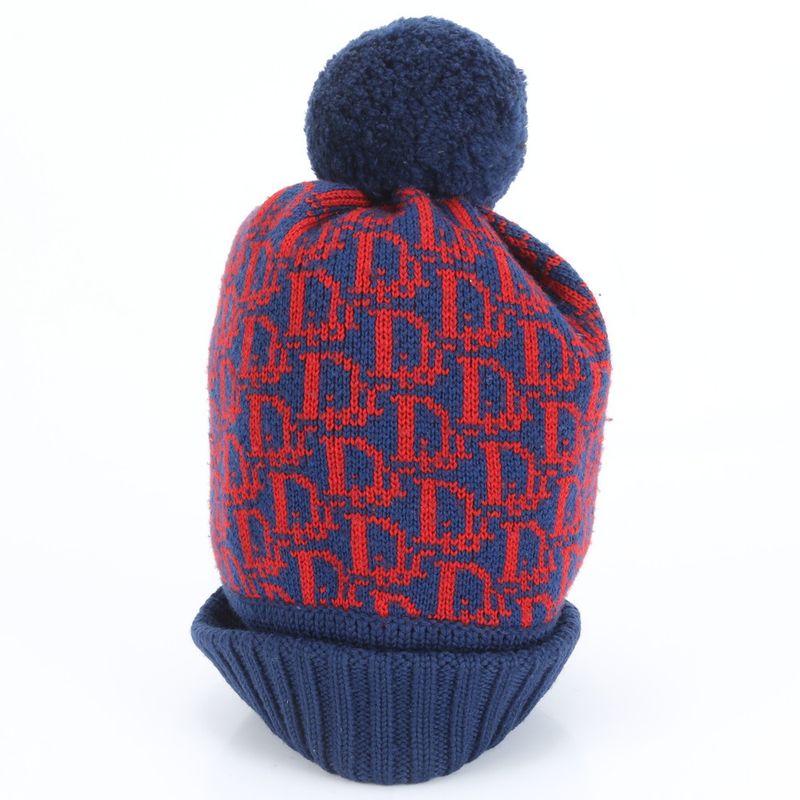 Dior Trotter Pom Beanie Knit Cap Knit Hat Fashion Men's Women's ERE Cx11-1