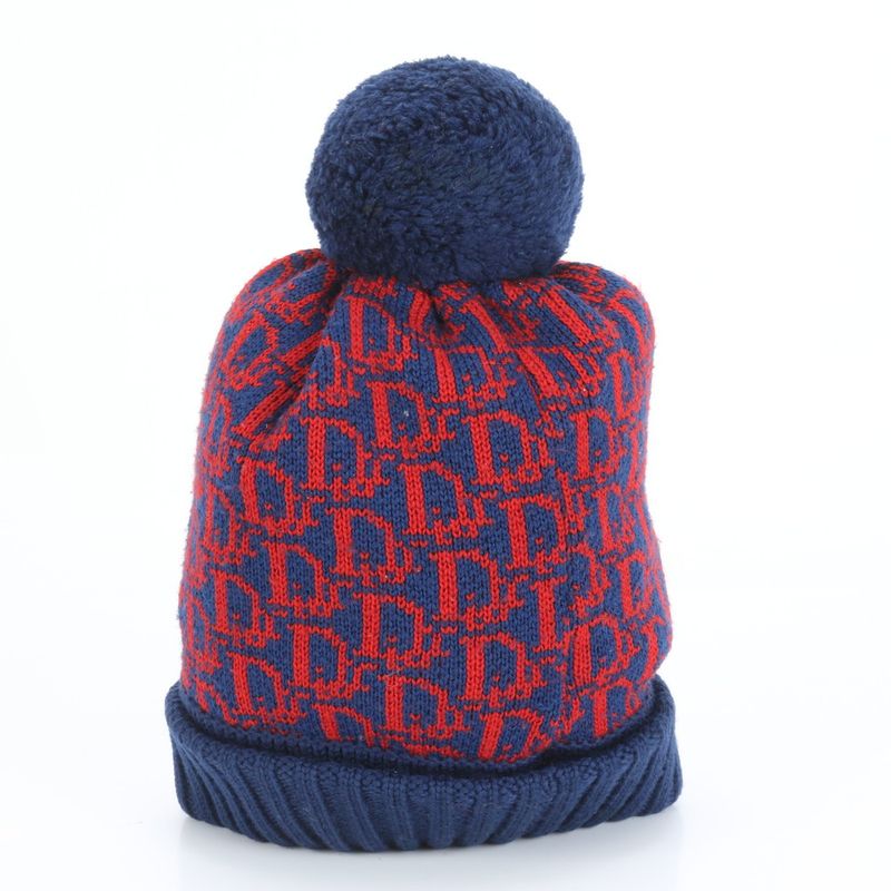 Dior Trotter Pom Beanie Knit Cap Knit Hat Fashion Men's Women's ERE Cx11-1