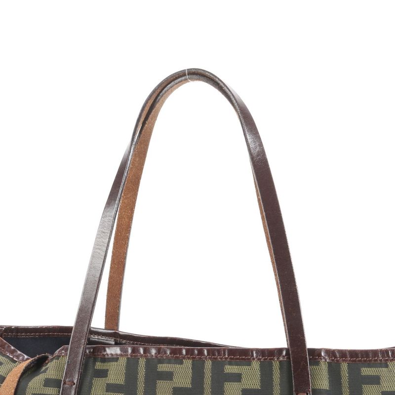 Fendi With Pouch Zucca Leather Tote Bag Shoulder Hand Brown A4 Ladies EUE Cx2-10