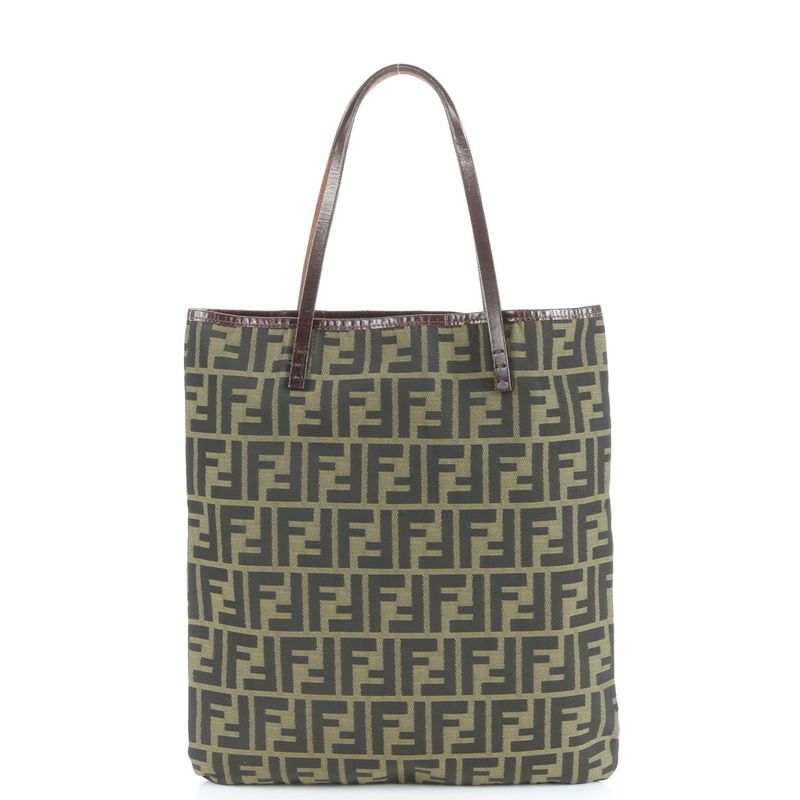 Fendi With Pouch Zucca Leather Tote Bag Shoulder Hand Brown A4 Ladies EUE Cx2-10