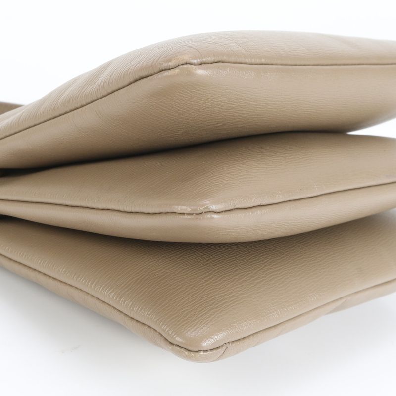 Celine Trio Small Leather Shoulder Bag Crossbody Pouch Beige Tote Women's ERE