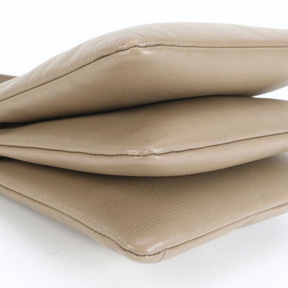 Celine Trio Small Leather Shoulder Bag Crossbody Pouch Beige Tote Women's ERE