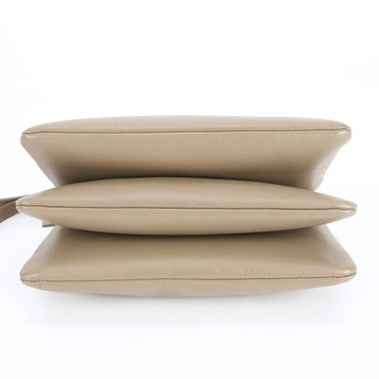 Celine Trio Small Leather Shoulder Bag Crossbody Pouch Beige Tote Women's ERE