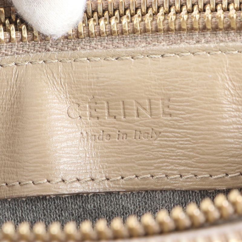 Celine Trio Small Leather Shoulder Bag Crossbody Pouch Beige Tote Women's ERE