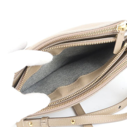 Celine Trio Small Leather Shoulder Bag Crossbody Pouch Beige Tote Women's ERE