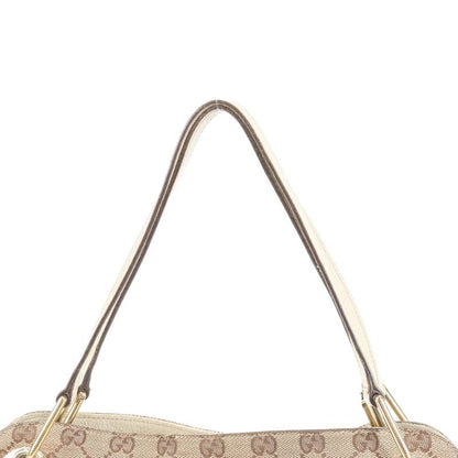 Gucci GG Canvas Leather Tote Bag Shoulder Hand 121023 Beige Gold Hardware