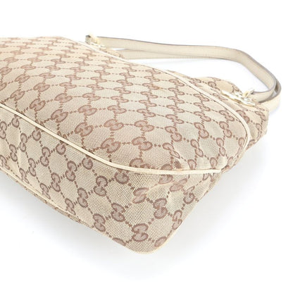 Gucci GG Canvas Leather Tote Bag Shoulder Hand 121023 Beige Gold Hardware