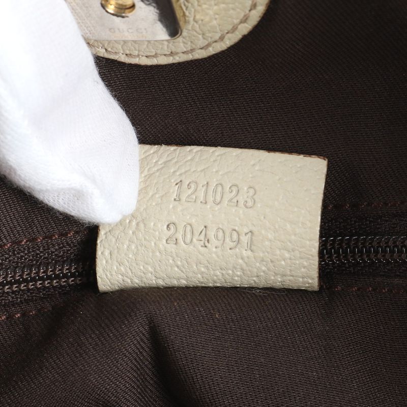 Gucci GG Canvas Leather Tote Bag Shoulder Hand 121023 Beige Gold Hardware