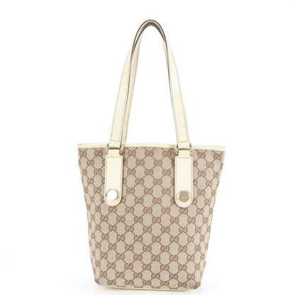 Gucci GG Canvas Bucket 153361 Leather Tote Bag Shoulder Hand Beige Women's EUE
