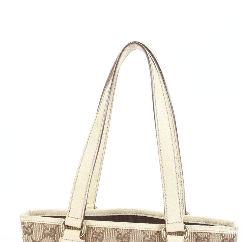 Gucci GG Canvas Bucket 153361 Leather Tote Bag Shoulder Hand Beige Women's EUE
