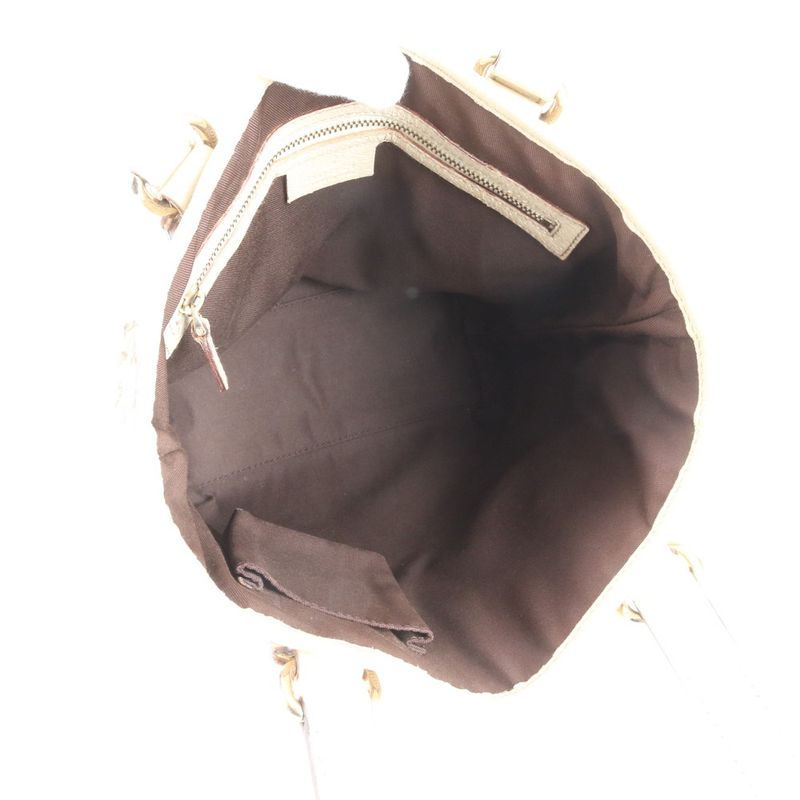 Gucci GG Canvas Bucket 153361 Leather Tote Bag Shoulder Hand Beige Women's EUE