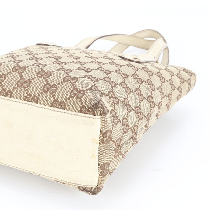 Gucci GG Canvas Bucket 153361 Leather Tote Bag Shoulder Hand Beige Women's EUE