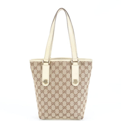 Gucci GG Canvas Bucket 153361 Leather Tote Bag Shoulder Hand Beige Women's EUE