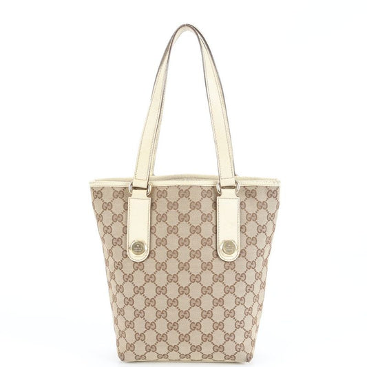Gucci GG Canvas Bucket 153361 Leather Tote Bag Shoulder Hand Beige Women's EUE