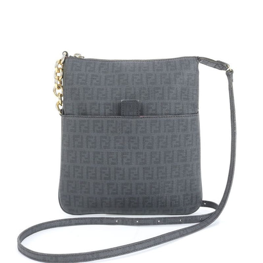 Fendi Zucchino Charm Shoulder Bag Crossbody Black 8bt150 Genuine Leather Women