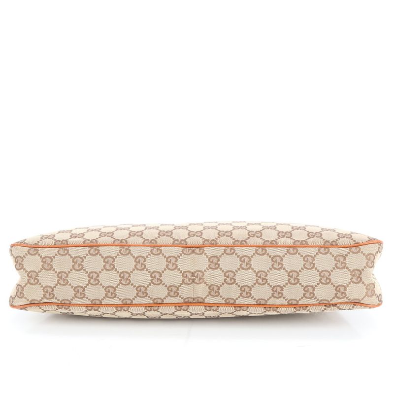 Gucci GG Canvas Leather Tote Bag Shoulder A4 Beige Silver Hardware 121023