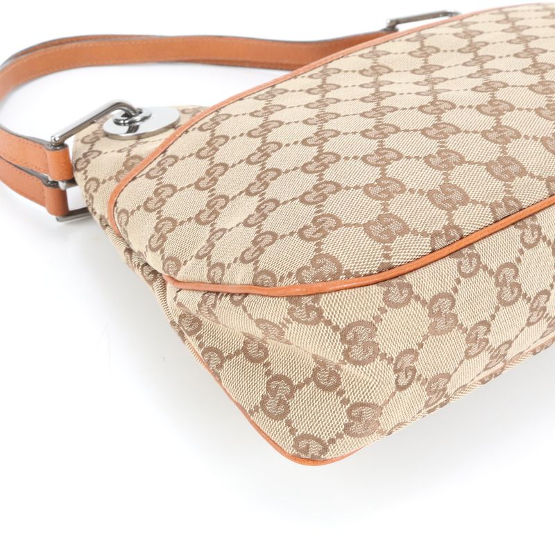 Gucci GG Canvas Leather Tote Bag Shoulder A4 Beige Silver Hardware 121023