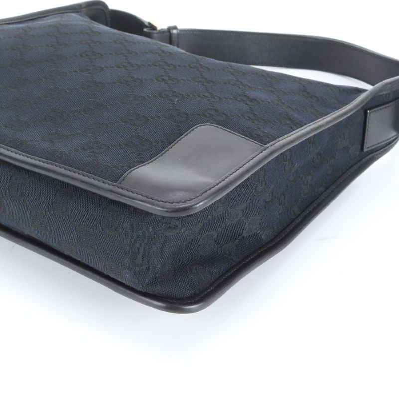 Gucci GG Canvas Leather Shoulder Bag Shoulder One Shoulder Black 001-4205 Tote