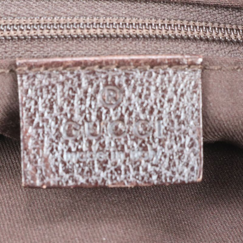 Gucci GG Canvas Leather Tote Bag Shoulder Hand Brown Silver Hardware 121023