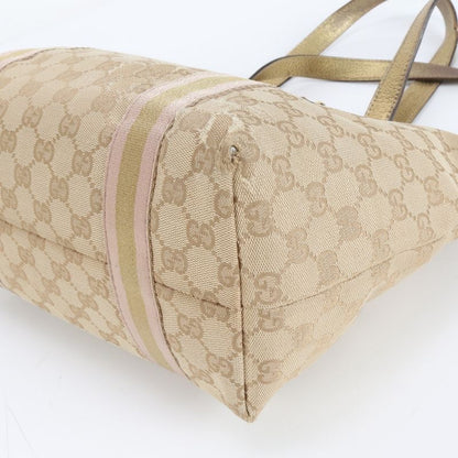 Gucci GG Canvas Charm Leather Tote Bag Shoulder Hand 137396 Gold Women's ERE