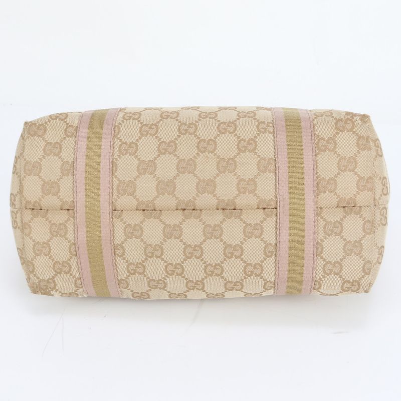 Gucci GG Canvas Charm Leather Tote Bag Shoulder Hand 137396 Gold Women's ERE