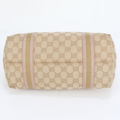 Gucci GG Canvas Charm Leather Tote Bag Shoulder Hand 137396 Gold Women's ERE