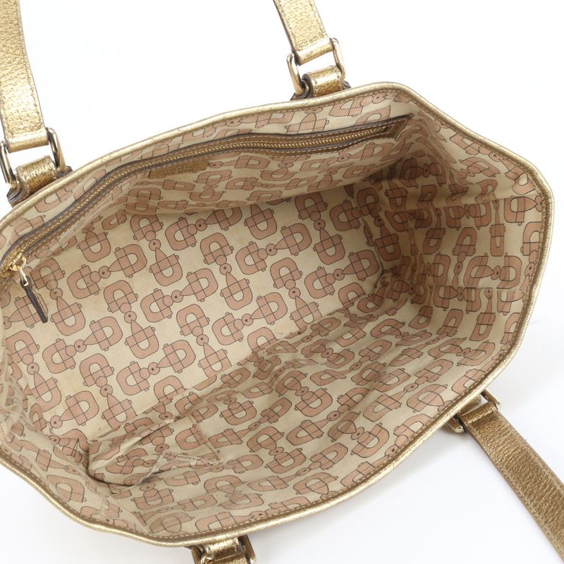Gucci GG Canvas Charm Leather Tote Bag Shoulder Hand 137396 Gold Women's ERE