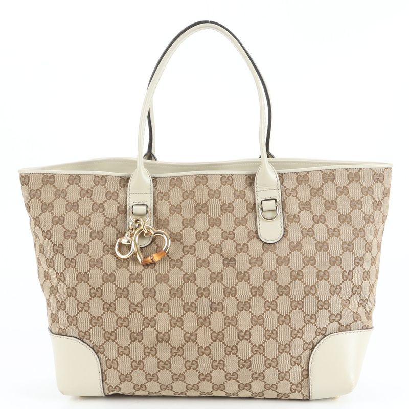 Gucci GG Canvas Heart Bit Leather Tote Bag Shoulder Hand A4 269956 Women's EUE