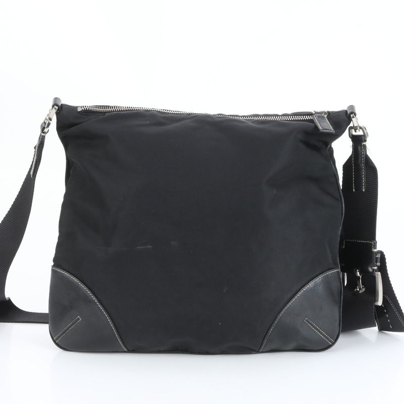 Prada Tessuto Nylon Triangle Logo Leather Shoulder Bag Crossbody Messenger