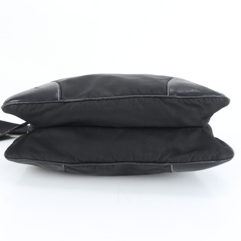 Prada Tessuto Nylon Triangle Logo Leather Shoulder Bag Crossbody Messenger